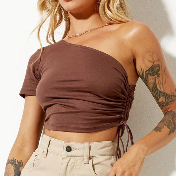 women's t-shirt 2021 summer solid color strapless short-sleeved slim-fit pleated lace-up umbilical shoulder women, White
women's t-shirt 2021 summer solid color strapless short-sleeved slim-fit pleated lace-up umbilical shoulder women, White