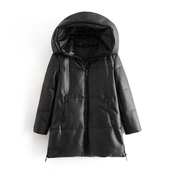 winter imitation leather hooded cotton jacket pu leather women's loose zipper coat casual warm mid-length coat, Black
winter imitation leather hooded cotton jacket pu leather women's loose zipper coat casual warm mid-length coat, Black