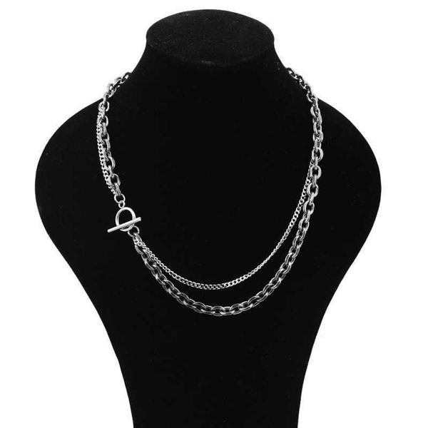 stainless steel jewelry double necklaces with neutral ot clasps and two clavicle chains, Silver
stainless steel jewelry double necklaces with neutral ot clasps and two clavicle chains, Silver