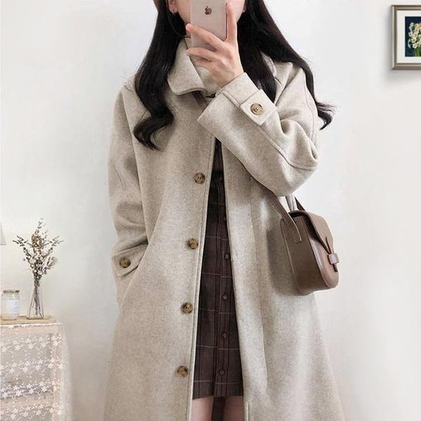 japanese & korean casual winter woman wool & blends coat solid wool jacket woolen coat windbreaker, Black
japanese & korean casual winter woman wool & blends coat solid wool jacket woolen coat windbreaker, Black