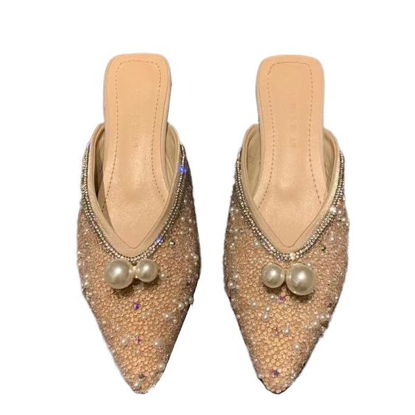 slippers bling pearl mules shoes women summer half pointed toe 2021 female casual flats slidees luxury crystal, Black
slippers bling pearl mules shoes women summer half pointed toe 2021 female casual flats slidees luxury crystal, Black