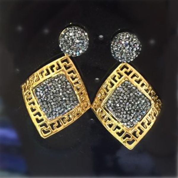 dangle & chandelier design hollow pure gold color geometric pattern pendants charms pave black rhinestone earring for women jewelry, Silver
dangle & chandelier design hollow pure gold color geometric pattern pendants charms pave black rhinestone earring for women jewelry, Silver