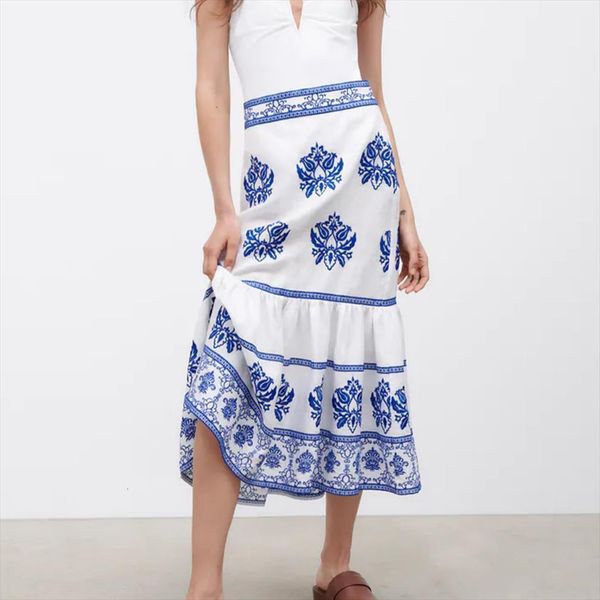 za summer chic fashion embroidery women skirts printed midi vintage high waist side zipper female mujer, Black
za summer chic fashion embroidery women skirts printed midi vintage high waist side zipper female mujer, Black