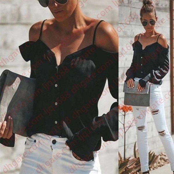 hoolo women summer off shoulder casual buttons strap shoulder women shirts long lantern sleeve solid v-neck blouse, White
hoolo women summer off shoulder casual buttons strap shoulder women shirts long lantern sleeve solid v-neck blouse, White