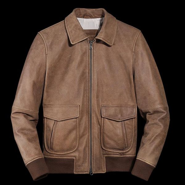 men's leather & faux 2021 light brown genuine pilot jacket men military style plus size 5xl real natural cow suede autumn aviation a2 c, Black
men's leather & faux 2021 light brown genuine pilot jacket men military style plus size 5xl real natural cow suede autumn aviation a2 c, Black
