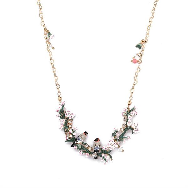 french romantic hand-painted enamel glaze flower necklace bird animal necklace jewelry for woman trend, Silver
french romantic hand-painted enamel glaze flower necklace bird animal necklace jewelry for woman trend, Silver