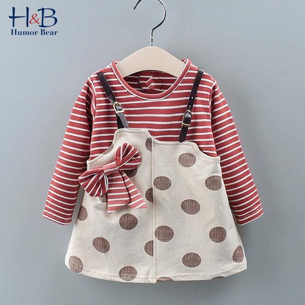 girl's dresses humor bear autumn infant girls long-sleeved dress striped polka dot fake two-piece bow toddler baby kids, Red;yellow
girl's dresses humor bear autumn infant girls long-sleeved dress striped polka dot fake two-piece bow toddler baby kids, Red;yellow