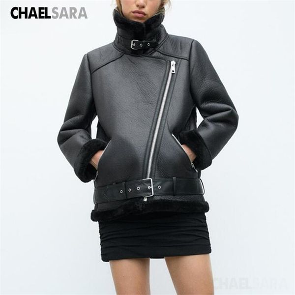 winter women thick warm fleece faux leather jacket coat female casual zipper solid with belt outwear biker ladies 211215, Black
winter women thick warm fleece faux leather jacket coat female casual zipper solid with belt outwear biker ladies 211215, Black