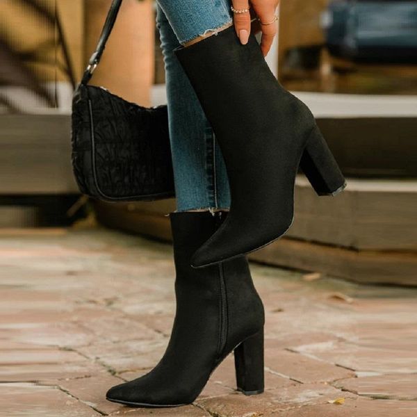 boots women high heels ankle autumn winter black flocked leather ladies shoes pointed toe zipper female
boots women high heels ankle autumn winter black flocked leather ladies shoes pointed toe zipper female