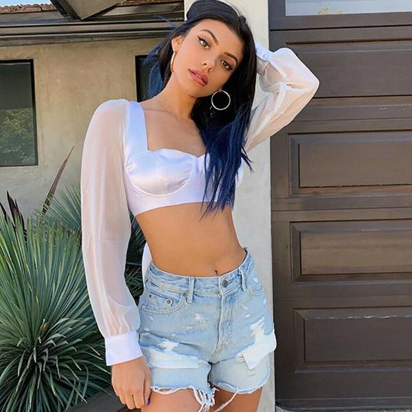 women's blouses & shirts elegant women summer casual square neck backless lace satin tank vest blouse long puff sleeve shirt u, White
women's blouses & shirts elegant women summer casual square neck backless lace satin tank vest blouse long puff sleeve shirt u, White