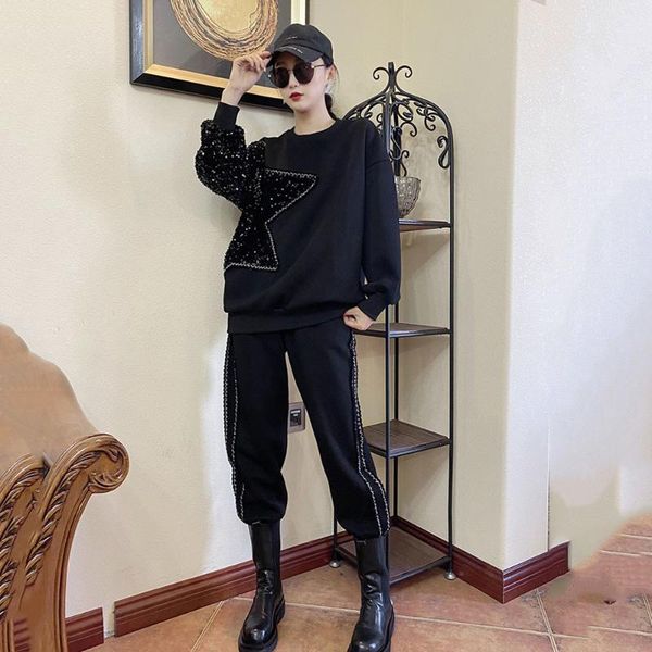 women's two piece pants black casual patchwork sequin suit for women round collar long sleeve foliage pattern high waist trouser sets, White
women's two piece pants black casual patchwork sequin suit for women round collar long sleeve foliage pattern high waist trouser sets, White