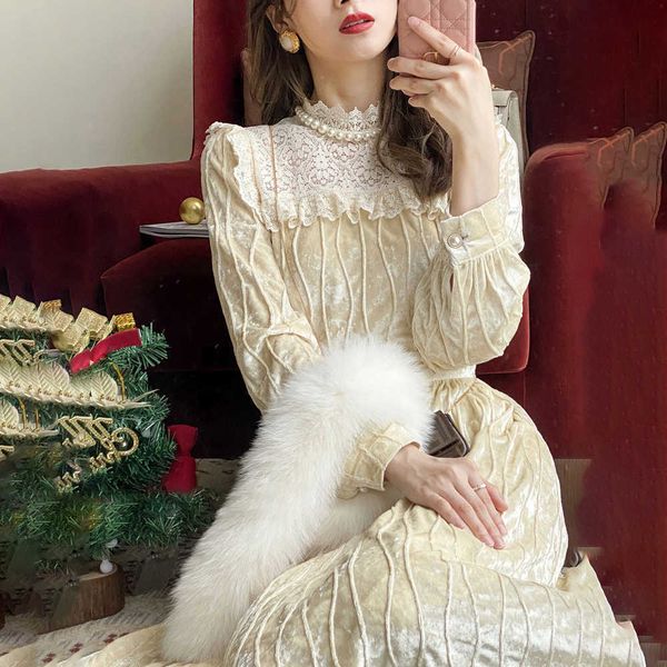 retro velvet lace long sleeve dress french puff women designer midi spring high waist lady wedding party 210604, Black;gray
retro velvet lace long sleeve dress french puff women designer midi spring high waist lady wedding party 210604, Black;gray