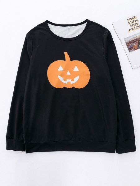 men 1pc halloween pumpkin print sweatshirt d2o1#, Black