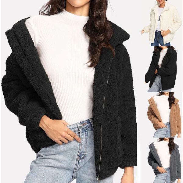 women's wool & blends fashion winter coat women casual loose warm pocket zipper solid long sleeve overcoat female plaszcze damskie, Black
women's wool & blends fashion winter coat women casual loose warm pocket zipper solid long sleeve overcoat female plaszcze damskie, Black