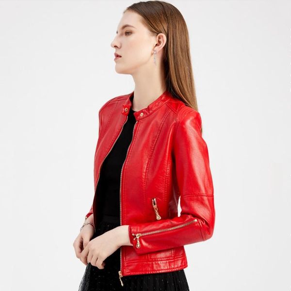 women's leather & faux s-4xl woman jacket for spring autumn 2021 fashion stand collar with button solid metal zipper decorative cuffs h, Black
women's leather & faux s-4xl woman jacket for spring autumn 2021 fashion stand collar with button solid metal zipper decorative cuffs h, Black