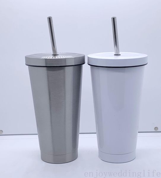 17oz sublimation blanks straw cup stainless steel tumblers diy p cup with straw