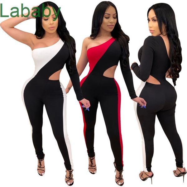 women jumpsuit slim one-shoulder collar contrast stitching single sleeve hollow-out long sleeve pants ladies new fashion rompers 2021, Black;white
women jumpsuit slim one-shoulder collar contrast stitching single sleeve hollow-out long sleeve pants ladies new fashion rompers 2021, Black;white