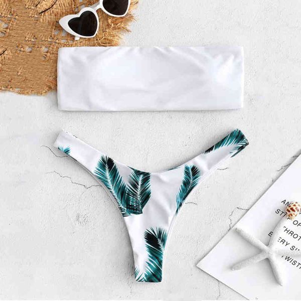 Sexy Women Tube Top Bikini Set Leaves Print Padded Swimwear Bathing Swimsuit Beachwear Swimming Suit Biquínis Cintura Alta, White;black
Sexy Women Tube Top Bikini Set Leaves Print Padded Swimwear Bathing Swimsuit Beachwear Swimming Suit Biquínis Cintura Alta, White;black