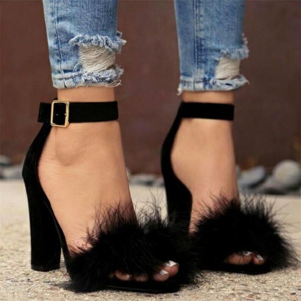 2021 ankle strap high heels faux fluffy fur women sandals thick high heel party wedding summer lady shoes plus size 43, Black
2021 ankle strap high heels faux fluffy fur women sandals thick high heel party wedding summer lady shoes plus size 43, Black