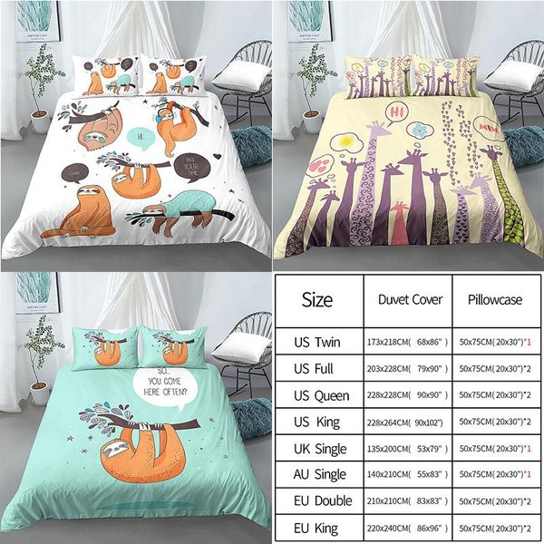 bedding sets 3d animal sloth giraffe pattern duvet cover set pillowcase bedlinen king size bedclothes
bedding sets 3d animal sloth giraffe pattern duvet cover set pillowcase bedlinen king size bedclothes