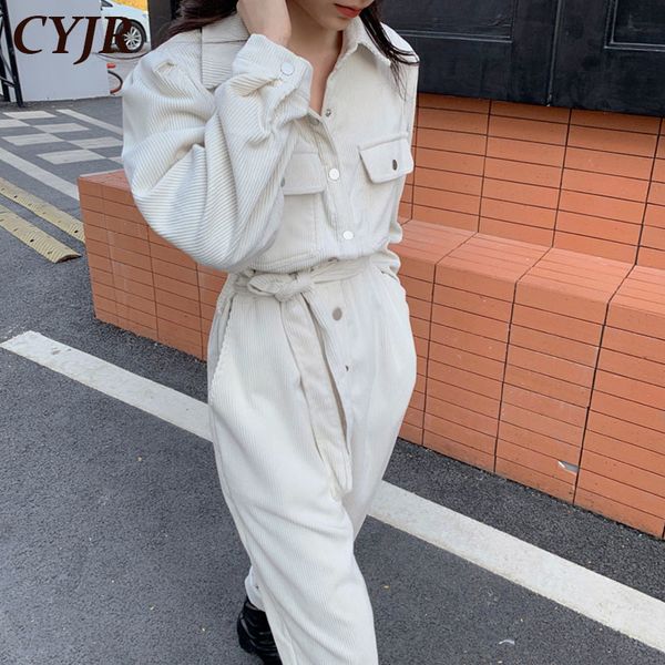 2021 new fall long female casual lapel velvet overalls, high-waist corduroys solid office lady pd2x, White;black
2021 new fall long female casual lapel velvet overalls, high-waist corduroys solid office lady pd2x, White;black