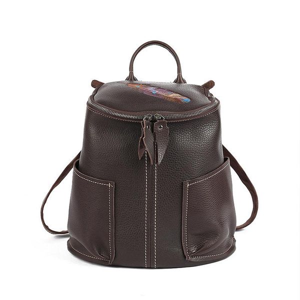 backpack cowhide leather women large capacity travel bag vintage feather embossed solid color ladies original brown black bags
backpack cowhide leather women large capacity travel bag vintage feather embossed solid color ladies original brown black bags