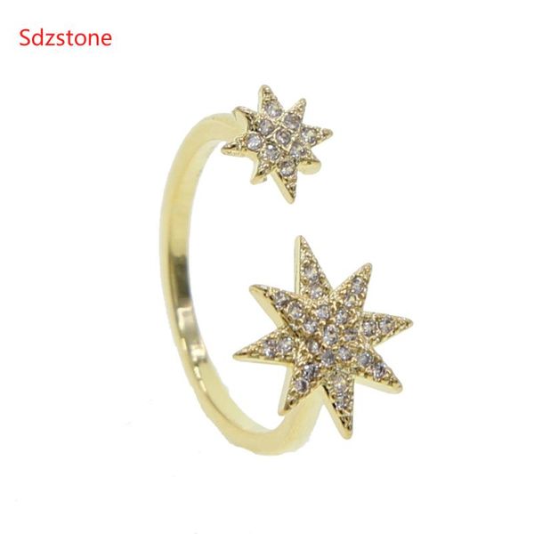 cluster rings 2021 personality crescent north star ring lady fashion inset zircon crystal open adjustable charm women jewelry, Golden;silver
cluster rings 2021 personality crescent north star ring lady fashion inset zircon crystal open adjustable charm women jewelry, Golden;silver