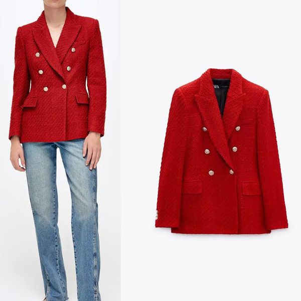 women's wool & blends textured double-breasted casual woman blazer 2021 zar autumn style ladies fashion elegant y2k commuter jacket, Black
women's wool & blends textured double-breasted casual woman blazer 2021 zar autumn style ladies fashion elegant y2k commuter jacket, Black