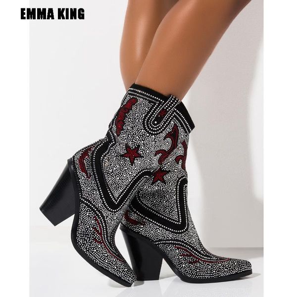 boots women fashion mid-calf blingbling crystal pointed toe short lady winter square heel high heels shoes for 2021, Black
boots women fashion mid-calf blingbling crystal pointed toe short lady winter square heel high heels shoes for 2021, Black