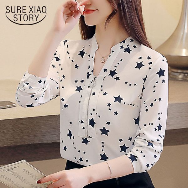 fashion korean spring new chiffon shirt female causal print stars women's shirt long sleeve women's and blouses blusas 2216 21022, White
fashion korean spring new chiffon shirt female causal print stars women's shirt long sleeve women's and blouses blusas 2216 21022, White