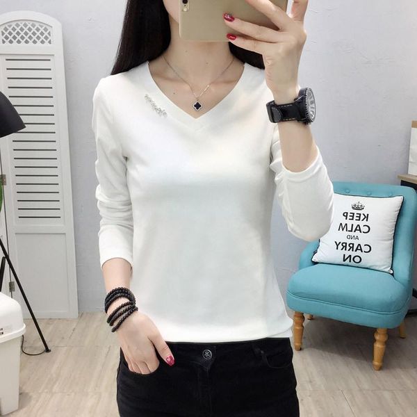 women's t-shirt spring summer women long sleeve v neck solid 2021 trendy fashion tees female casual loose and fit pullover, White
women's t-shirt spring summer women long sleeve v neck solid 2021 trendy fashion tees female casual loose and fit pullover, White