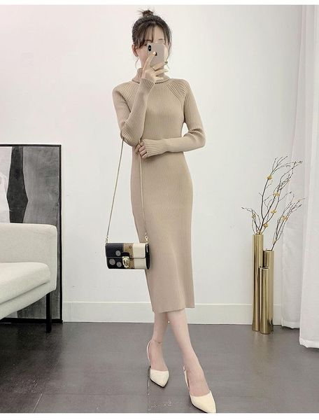 women's swimwear turtleneck full sleeve knit dress female 2021 winter fall vestidos casual thick twisted women long sweater dresses bei, White;black
women's swimwear turtleneck full sleeve knit dress female 2021 winter fall vestidos casual thick twisted women long sweater dresses bei, White;black