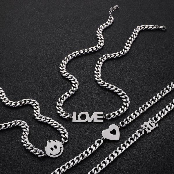 chains fashion hip hop cuban necklace men and women all-match titanium steel letter thick chain jewelry, Silver
chains fashion hip hop cuban necklace men and women all-match titanium steel letter thick chain jewelry, Silver