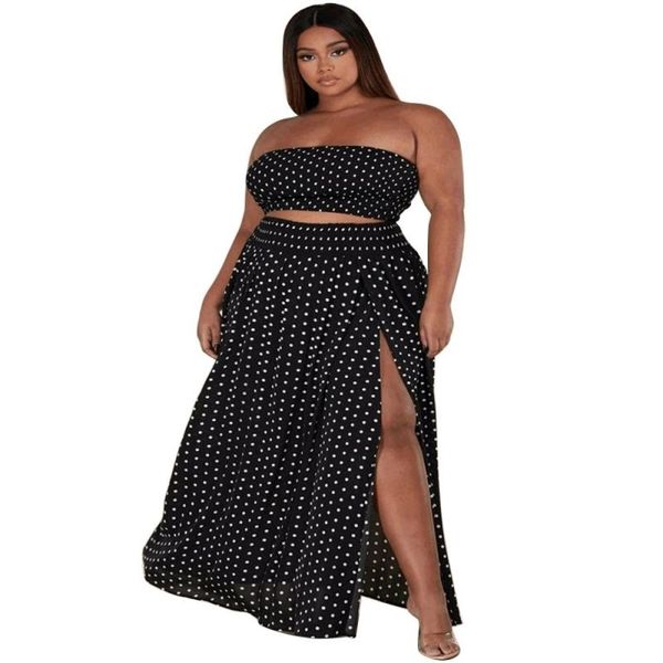 plus size tracksuits dot printing women bohemian style two pieces sets 2021 summer tank high split floor-length skirts sexy, Black
plus size tracksuits dot printing women bohemian style two pieces sets 2021 summer tank high split floor-length skirts sexy, Black