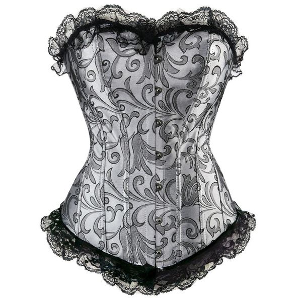 woman bustiers silver brocade lace up corset jacquard floral corselet bustier busk korsett women waist slimming overbust burlesque cors, Black;white
woman bustiers silver brocade lace up corset jacquard floral corselet bustier busk korsett women waist slimming overbust burlesque cors, Black;white