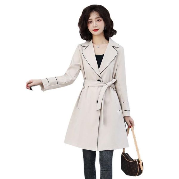 women's trench coats 2021 spring autumn women coat windbreaker fashion slim belt mid-length british style lace-up casual outerwear, Tan;black
women's trench coats 2021 spring autumn women coat windbreaker fashion slim belt mid-length british style lace-up casual outerwear, Tan;black