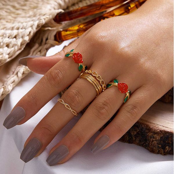 jewelry color contrast fashion punk hand decoration womanliness hollow heart-shaped three-dimensional rose rin, Silver
jewelry color contrast fashion punk hand decoration womanliness hollow heart-shaped three-dimensional rose rin, Silver