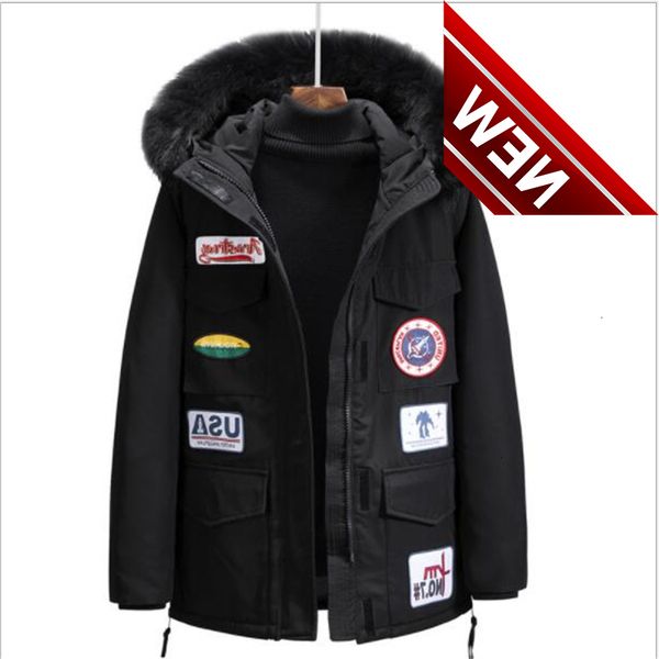 raccoon fur collar winter clothes workwear men's down jacket outdoor camouflage clothing mid-length thick coat, Black
raccoon fur collar winter clothes workwear men's down jacket outdoor camouflage clothing mid-length thick coat, Black