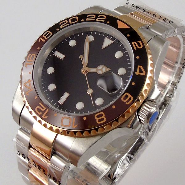 no black mechanical men clock 21 jewelry miyota 8215 24 nh35 two tone rose gold oyster band ceramic insert, Slivery;brown
no black mechanical men clock 21 jewelry miyota 8215 24 nh35 two tone rose gold oyster band ceramic insert, Slivery;brown
