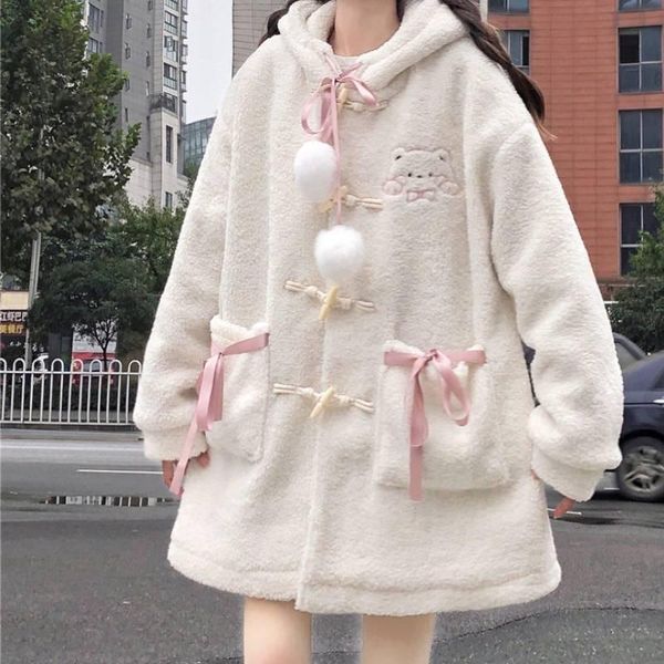women's wool & blends woolen coat women winter cardigan hooded cute kawaii pink lolita coats female lamb cotton padded embroidered jack, Black
women's wool & blends woolen coat women winter cardigan hooded cute kawaii pink lolita coats female lamb cotton padded embroidered jack, Black