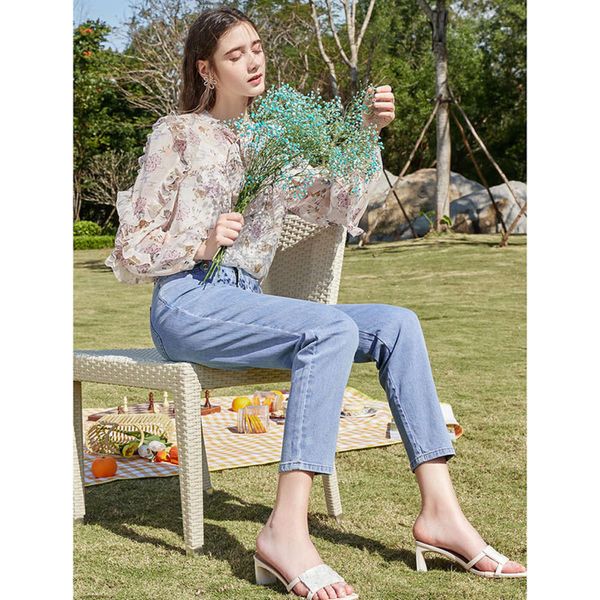 autumn simple high waist pipe pants washed women, Blue
autumn simple high waist pipe pants washed women, Blue