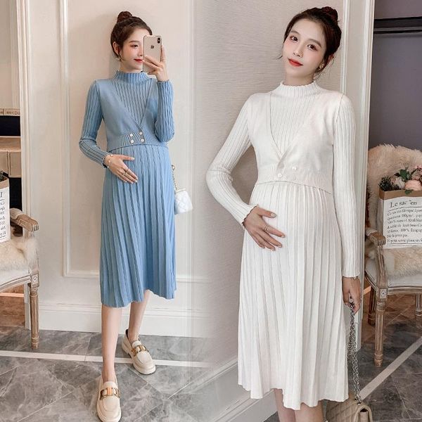 2021 winter pregnant women fashion knitting dress long sleeve turtleneck sweater vest patchwork maternity long pleated dress, White
2021 winter pregnant women fashion knitting dress long sleeve turtleneck sweater vest patchwork maternity long pleated dress, White