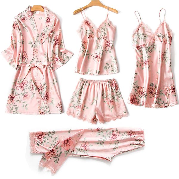 satin sleepwear female with chest pads women pajamas lace sleep lounge 5 pieces sets ladies indoor clothing, Black;red
satin sleepwear female with chest pads women pajamas lace sleep lounge 5 pieces sets ladies indoor clothing, Black;red