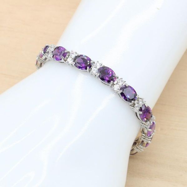 link, chain 8 colors available purple white zirconia silver color bracelet for women birthday wedding jewelry gift 18cm dubai, Black
link, chain 8 colors available purple white zirconia silver color bracelet for women birthday wedding jewelry gift 18cm dubai, Black