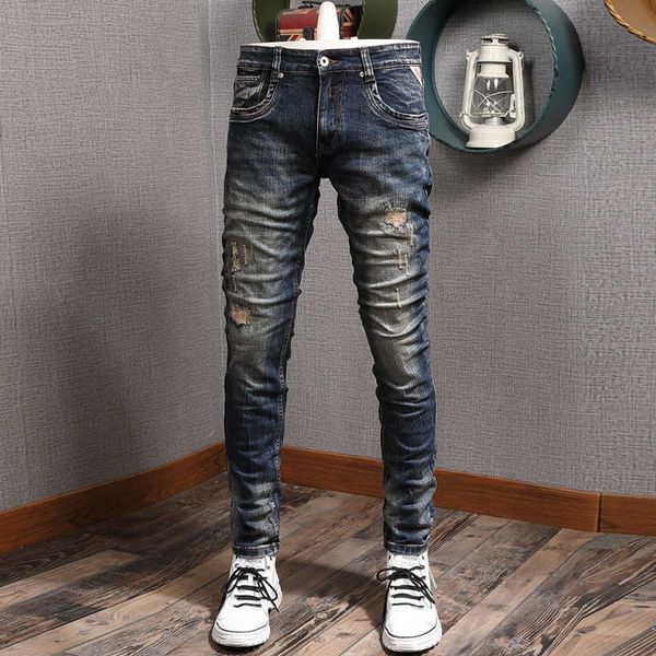 italian fashion men jeans retro black blue elastic slim fit ripped denim pants patchwork vintage designer trousers co8x
italian fashion men jeans retro black blue elastic slim fit ripped denim pants patchwork vintage designer trousers co8x