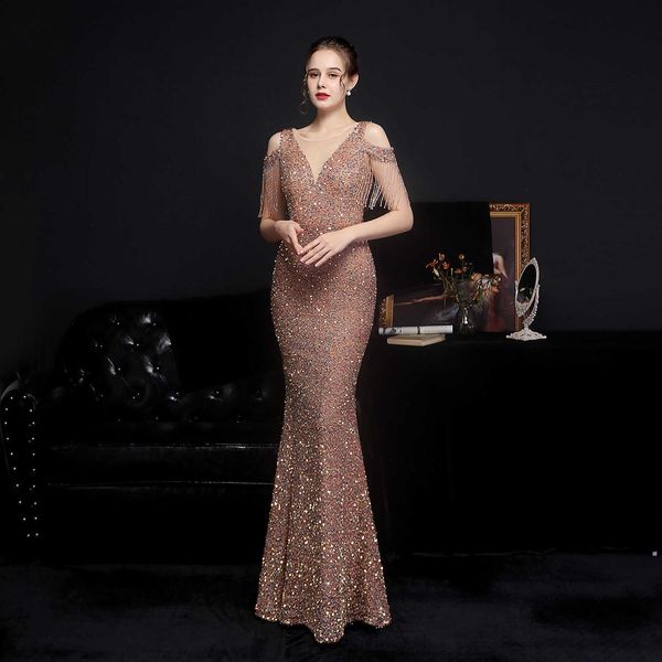 luxury evening dress 18580# magic bead toast bridal long thank you banquet slim fitting fishtail skirt wedding model exhibition, Black;gray
luxury evening dress 18580# magic bead toast bridal long thank you banquet slim fitting fishtail skirt wedding model exhibition, Black;gray