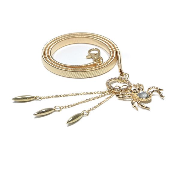 women's metal elastic belt electroplating spider pendant rhinestone inlaid buckle spring waist chain, Black;brown
women's metal elastic belt electroplating spider pendant rhinestone inlaid buckle spring waist chain, Black;brown