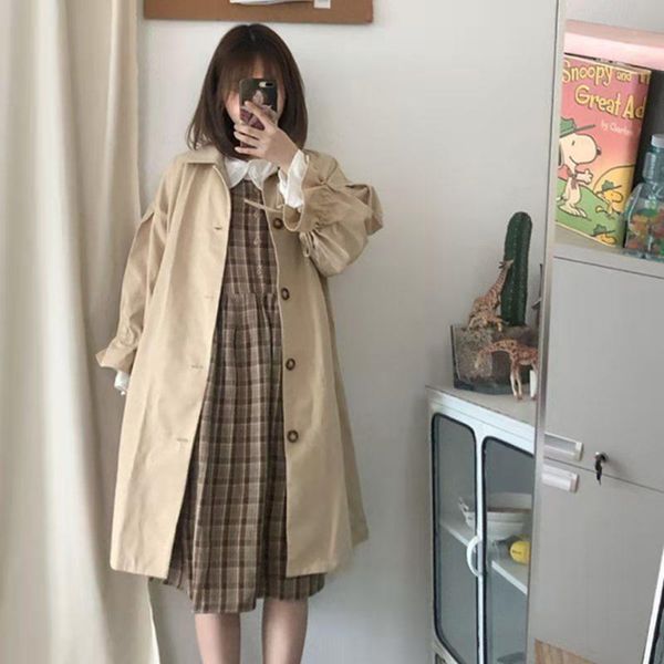 women's trench coats women long loose simple harajuku streetwear all-match chic daily windbreaker classic preppy style ins, Tan;black
women's trench coats women long loose simple harajuku streetwear all-match chic daily windbreaker classic preppy style ins, Tan;black