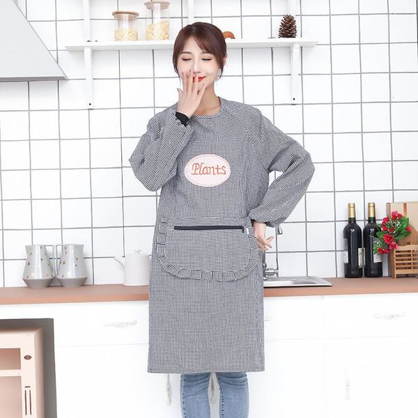 aprons fashion bib household kitchen cleaning baking cooking cotton plaid long sleeve apron women's waterproof oil proof coverall
aprons fashion bib household kitchen cleaning baking cooking cotton plaid long sleeve apron women's waterproof oil proof coverall