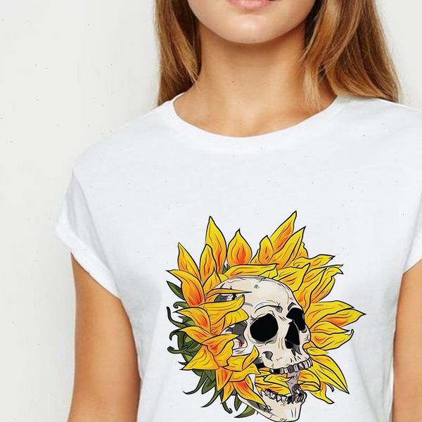skull in sunflower horror style new t shirt female personality fashion punk t shirt korean trend style versatile casual tshirt, White
skull in sunflower horror style new t shirt female personality fashion punk t shirt korean trend style versatile casual tshirt, White